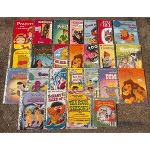 Lot of 25 Vintage Little Golden Books Disney Sesame St. Barney Ernie Christmas